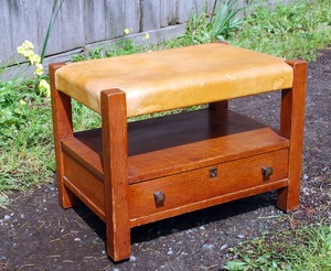 Charles Limbert Footstool with shelf & dovetailed drawer.